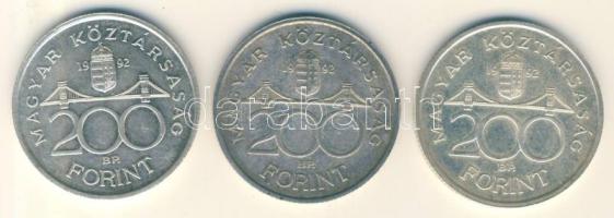 1992. 200Ft Ag "MNB" (3x) T:2,2-