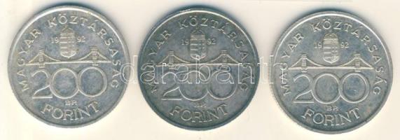 1992. 200Ft Ag "MNB" (3x) T:2,2-