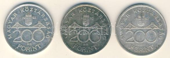 1992. 200Ft Ag "MNB" (3x) T:2,2-