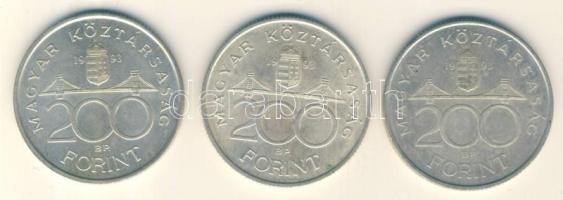 1993. 200Ft Ag "MNB" (3x) T:2,2-