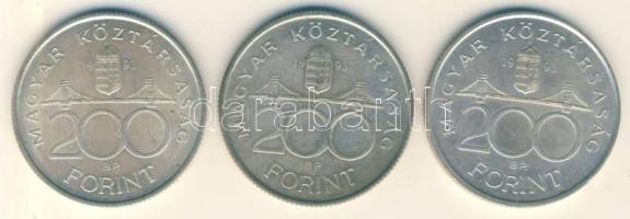 1993. 200Ft Ag "MNB" (3x) T:2,2-