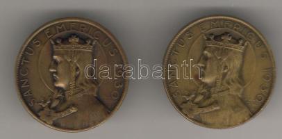 1930. "Szt. Imre" szignált bronz kitűző (2x) T:2