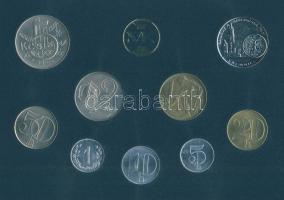 Csehszlovákia 1991. 1h-5Kcs 8klf érték forgalmi sora + Körmöcbánya emlékérem, eredeti plasztiktokban T:1 /  Czechoslovakia 1991. 1 haler + 5 haler + 10 haler + 20 haler + 50 haler + 1 Korun + 2 Korun + 5 Korun set with Kremnitz commemorative coin in original plastic box C:UNC