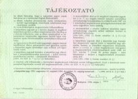 1991. Kárpótlási jegy 5000Ft-ról "P" sorozat