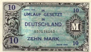 Német 3. Birodalom/Szövetséges megszállás 1944. 10M T:II/II- German Third Reich/Allied occupation 1944. 10 Mark C:XF/VF