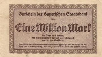 Német Birodalom/Weimari Köztársaság/München/Bayerische StaatsBank 1923. 1.000.000M T:II-
Germany/Wei...