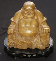 Nagyméretű faragott fa Buddha szobor 17cm
