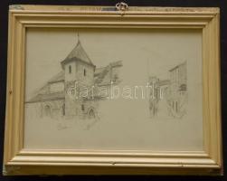 Petrik Albert (1876-1916): Kis Tárkány, akvarell-papír, üvegezett keretben, hátoldalán 2db ceruzaraj...