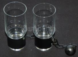 2db vicces üvegpohár "Az ital rabja" 11cm magas