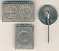 1980. "Szovjet-Magyar közös űrrepülés" Ag jelvény 8,1g + ÁP bélyeg formájú Szovjet-Magyar ...