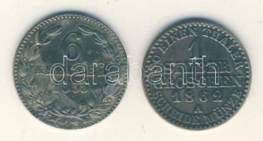 Német Államok/Anhalt-Bernburg 1862A 1Sgr Ag T:2/2- + Német Államok/Nassau 1833. 6Kr Ag T:2-/3 German States/Anhalt-Bernburg 1862A Silbergroschen Ag T:XF/VF + German States/Nassau 1833. 6 Kreuzer Ag C:VF/F