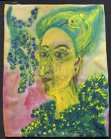 Farkas Sarolta (1948-): Hölgy, olaj-vászon, 28x37cm