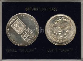 1974. Izrael/Egyiptom 10L "25 éves Izrael" T:PP + 1ł "Egyiptomi-izraeli béke" ezüst T:BU együtt műanyag tokban