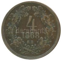 1868KB 4Kr Cu "Angyalos címer" T:2 /  Hungary 1868 4 Kreuzer Cu Kremnitz C:XF  Adamo M7.1