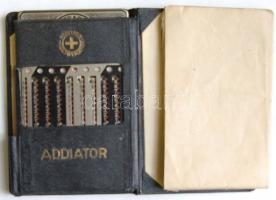 cca 1935 Loewinger I. féle addiator számológép magyar gépelt leírással