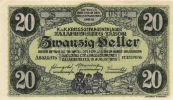 Zalaegerszeg/hadifogolytábor 1916. augusztus 15. 20f T:I-(apró sarokhajlás)