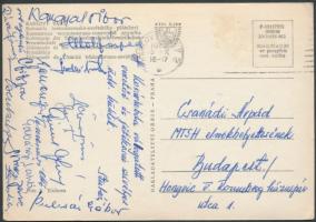 1964 Az Eb Aranyérmes magyar kosárlabdacsapat válogatott játékosai és edzői által aláírt képeslap