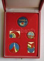 1980. 5db különféle zománcozott jelvény "Közös Űrrepülés" alkalmára eredeti dísztokban T:1