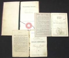 Kis igazolvány tétel: munkakönyv, elemi iskolai értesítő, munkakönyv és egy vöröskeresztes bizonyítvány