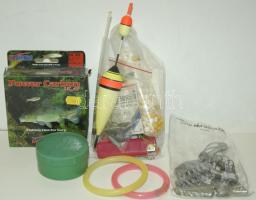 Kis horgászfelszerelés tétel: úszók, ólmok, önetetők, horgok, stb.