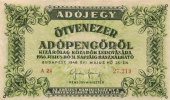 1946. 10.000AP (3x) + 50.000AP (2x) egyik papírráncokkal T:II,II-,III