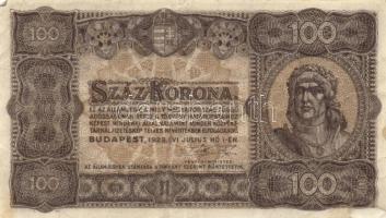 1923. 100K nyomdahely jelölés nélkül (3x) T:II,II-,III+