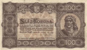 1923. 100K nyomdahely jelölés nélkül (3x) T:II,II-,III+