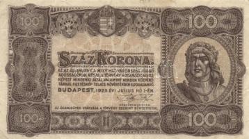 1923. 100K nyomdahely jelölés nélkül (3x) T:II,II-,III+