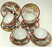 XIX. századi 6 személyes kézzel festett porcelán teás készlet / Chinese chinaware tea-set