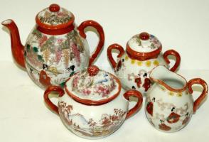 XIX. századi 6 személyes kézzel festett porcelán teás készlet / Chinese chinaware tea-set