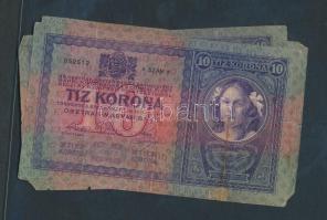 1904. 10K (3x) kettő román körbélyegzővel T:III-,IV