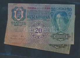 1913. 20K II.kiadás vízszintes piros "Deutschösterreich" felülbélyegzéssel + 20K II.kiadás...