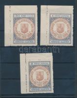 1902 Zalaegerszeg városi illetékbélyeg 3 klf