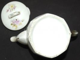 Virágokkal díszített sorszámozott porcelán teás kancsó / Numbered chinaware tea-jug 17cm