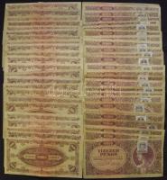 1945. 10.000P bélyeggel (50x) különböző színváltozatok, több hibásan felragasztott bélyeg T:vegyes