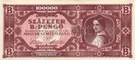 1946. 100.000BP (10x) különböző színváltozatok T:II,II-