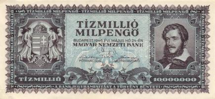 1946. 10.000.000MP (4x) egyiknél látványos festékelmosódás T:II