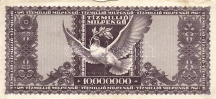 1946. 10.000.000MP (4x) egyiknél látványos festékelmosódás T:II