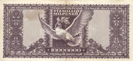 1946. 10.000.000MP (4x) egyiknél látványos festékelmosódás T:II