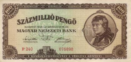1946. 100.000.000P (2x) egymás utáni sorszámmal T:II