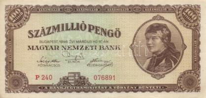 1946. 100.000.000P (6x) különböző színváltozatok, köztük egyik 002-es sorozatszámmal T:II