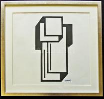 ~1960 Kassák Lajos szitanyomat, jelzett, üvegezett keretben 37x37cm