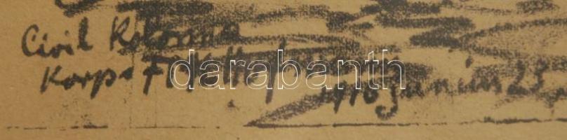 1916 Pór Bertalan kőnyomat, jelzett, üvegezett keretben 38x52cm