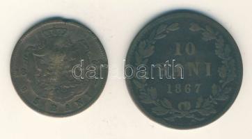 Románia 1867. 10B "Heaton" + 1883B 5B T:3 Romania 1867. 10 Bani + 1883. 5 Bani C:F