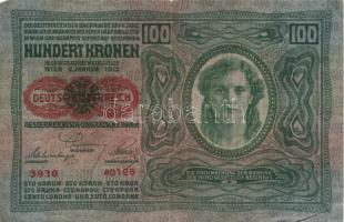 1902. 1000K román körbélyegzővel + 1912. 100K piros vízszintes "Deutscösterreich" felülbél...