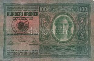 1902. 1000K román körbélyegzővel + 1912. 100K piros vízszintes "Deutscösterreich" felülbél...