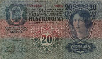 1902. 1000K + 1912. 100K + 1913. 20K + 1914. 50K mindegyik "Felülbélyegzés Törökbecsei Járás Fő...