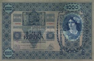 1902. 1000K + 1912. 100K + 1913. 20K + 1914. 50K mindegyik "Felülbélyegzés Törökbecsei Járás Fő...