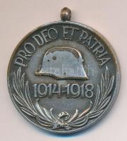 1918. Magyar Háborús Emlékérem kardokkal,sisakkal "Pro Deo et Patria" ezüstözött Br kitünt...