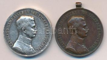 1917. Bronz Vitézségi Érem "Fortitudini" IV.Károly, szalag nélkül + 1917-18. Károly Ezüst ...
